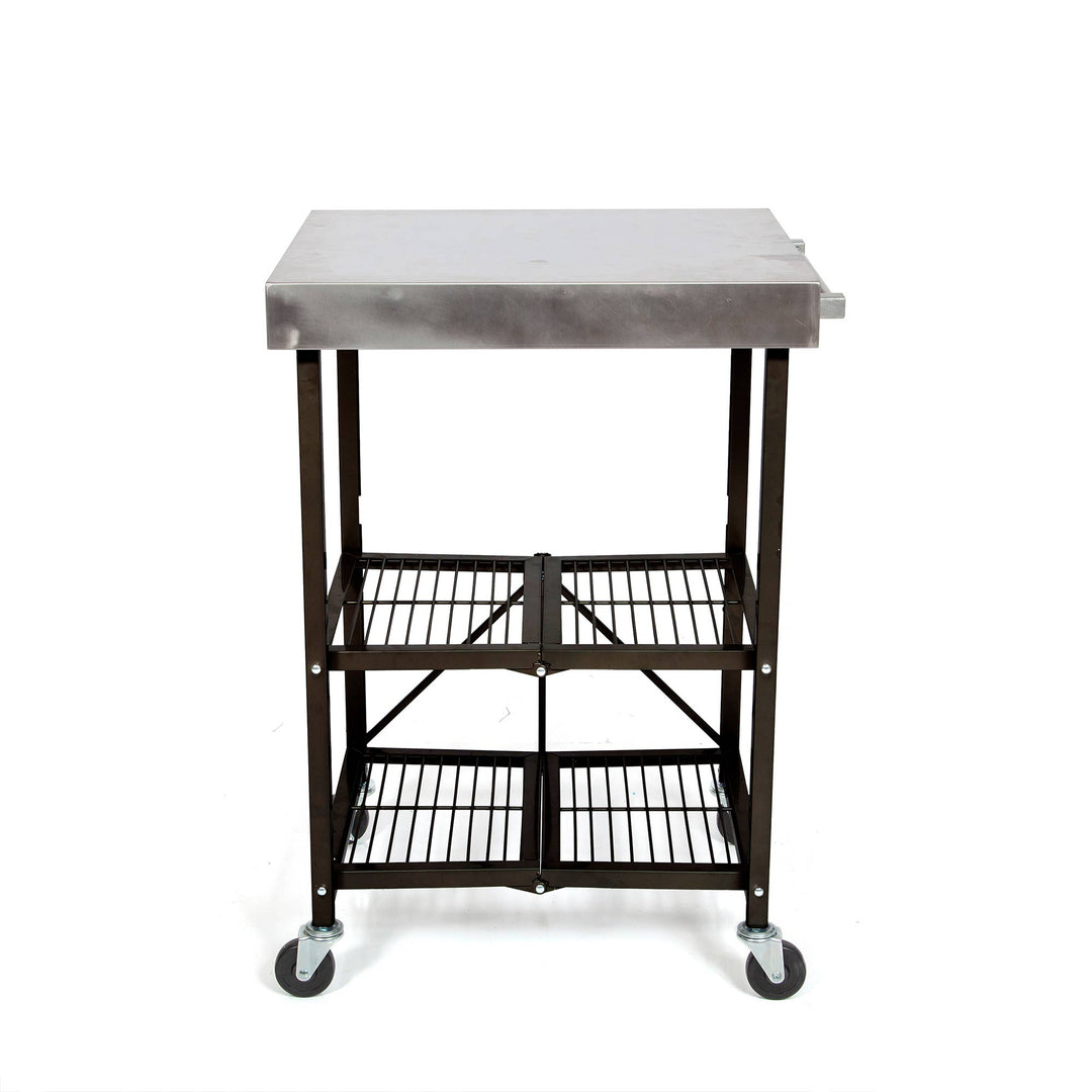 Origami RBT Stainless Steel Foldable Kitchen Cart w/4 Wheels, Black (Open Box) - VMInnovations
