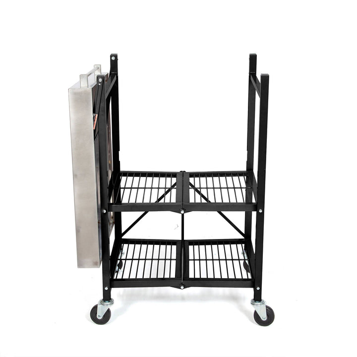 Origami RBT Stainless Steel Foldable Kitchen Cart w/4 Wheels, Black (Open Box) - VMInnovations
