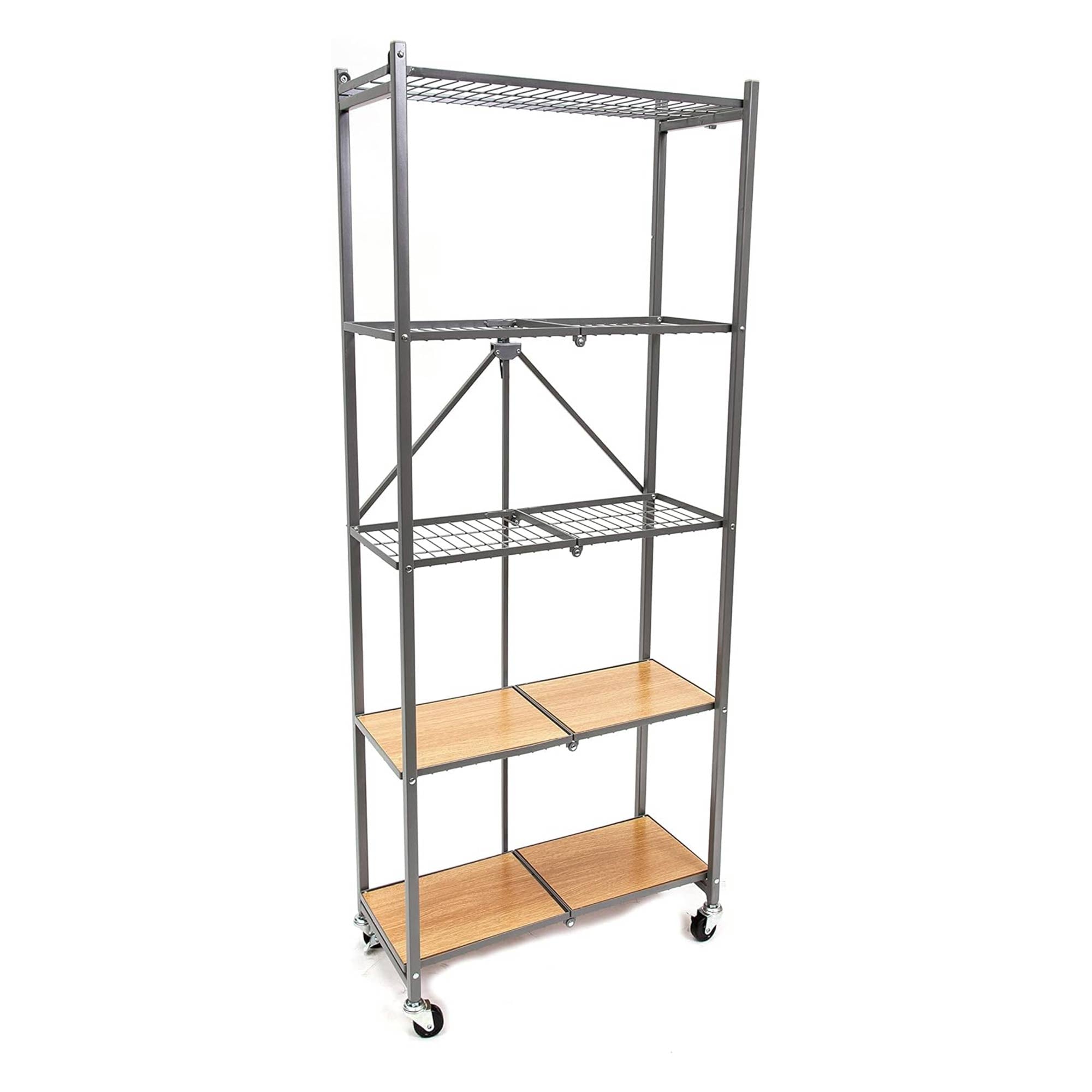 Origami 2 Pack RPR Series 5 Shelf Steel Rack Holds up to 100 Pounds, Silver - VMInnovations