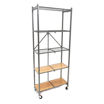Origami 2 Pack RPR Series 5 Shelf Steel Rack Holds up to 100 Pounds, Silver - VMInnovations