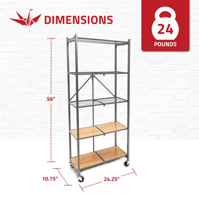 Origami RPR Series 5 Shelf Slim Steel Pantry Rack Holds up to 100 lb (Open Box) - VMInnovations