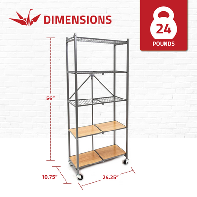 Origami 2 Pack RPR Series 5 Shelf Steel Rack Holds up to 100 Pounds, Silver - VMInnovations