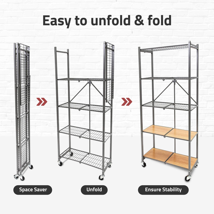 Origami 2 Pack RPR Series 5 Shelf Steel Rack Holds up to 100 Pounds, Silver - VMInnovations