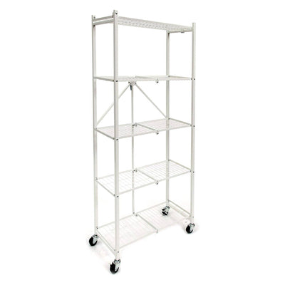 Origami RPR Series 5 Shelf Slim Steel Pantry Rack Holds up to 100 Pounds, White