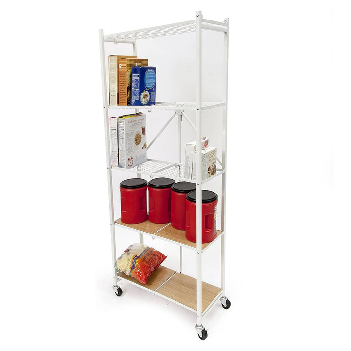 Origami RPR Series 5 Shelf Steel Pantry Rack Holds up to 100LB, White (Open Box) - VMInnovations