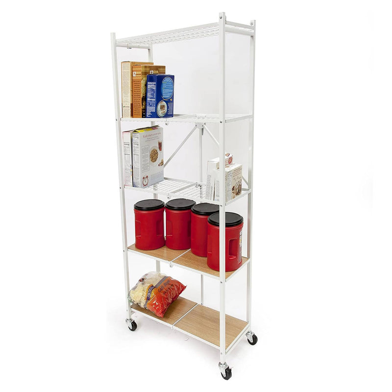 Origami RPR Series 5 Shelf Steel Pantry Rack Holds up to 100LB, White (Open Box)