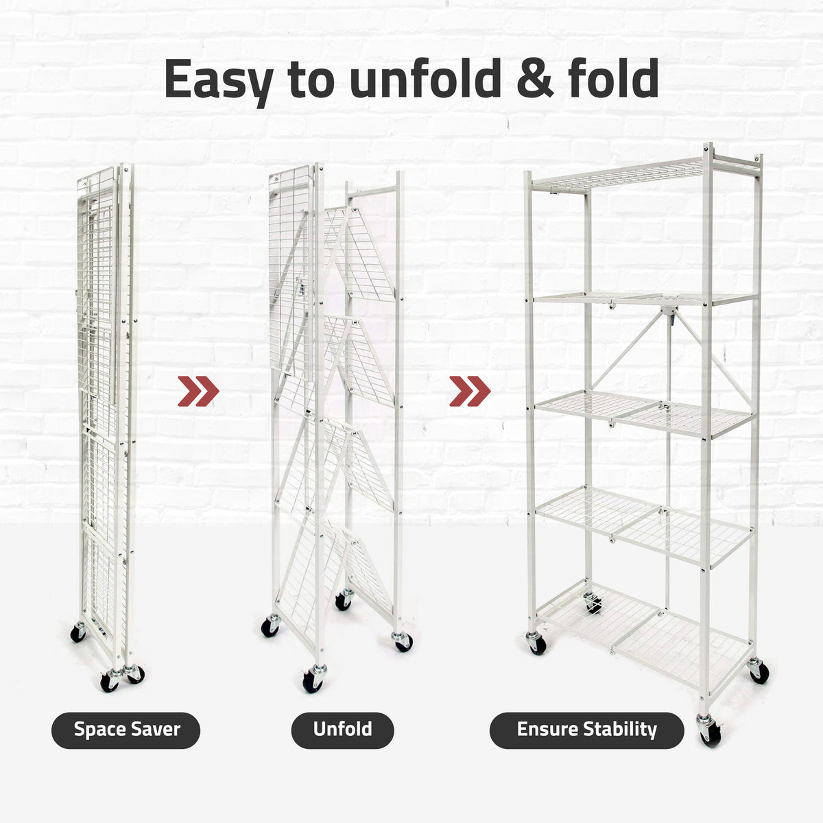Origami RPR 5 Shelf Slim Steel Pantry Rack Holds up to 100lbs, White (Used)