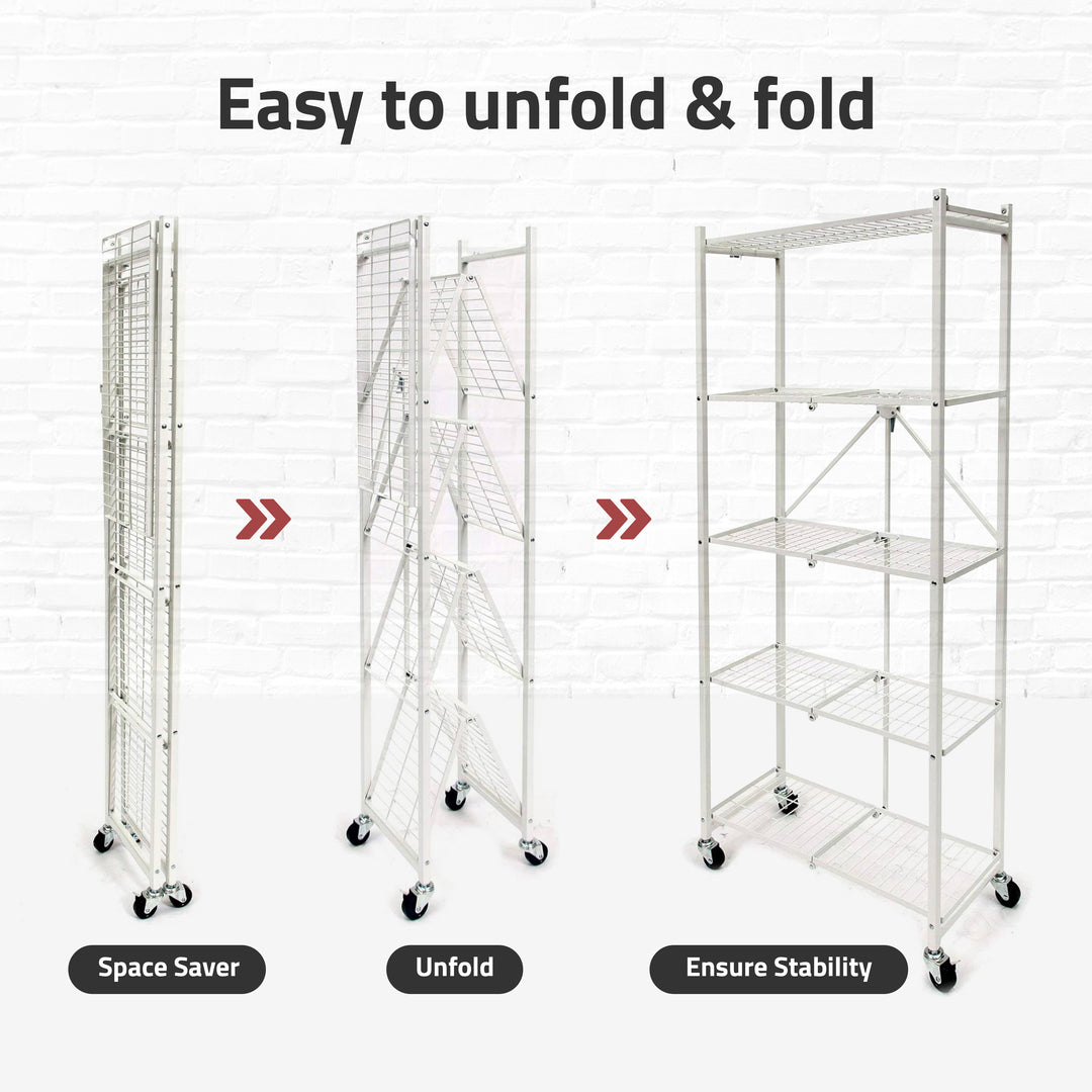 Origami RPR 5 Shelf Slim Steel Pantry Rack Holds up to 100lbs, White (Used)