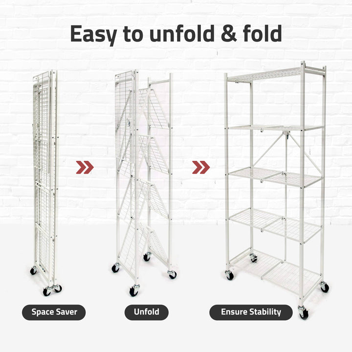 Origami RPR 5 Shelf Slim Steel Pantry Rack Holds up to 100lbs, White (Used)