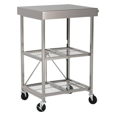Origami RBT Fully Stainless Steel Foldable Cart w/ Wheels, Silver(Open Box)