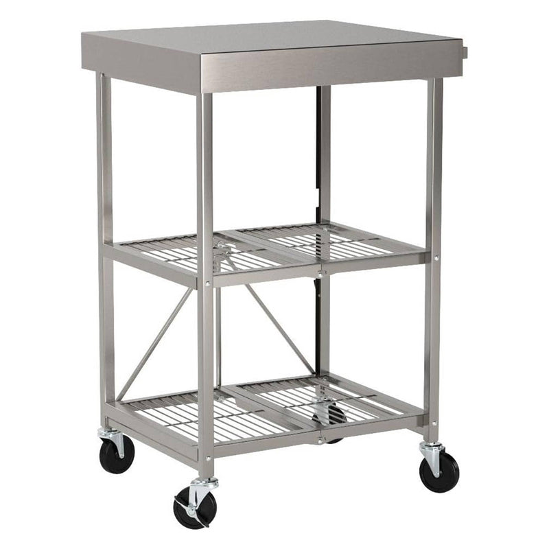 Origami RBT Fully Stainless Steel Foldable Kitchen Cart with Wheels, Silver