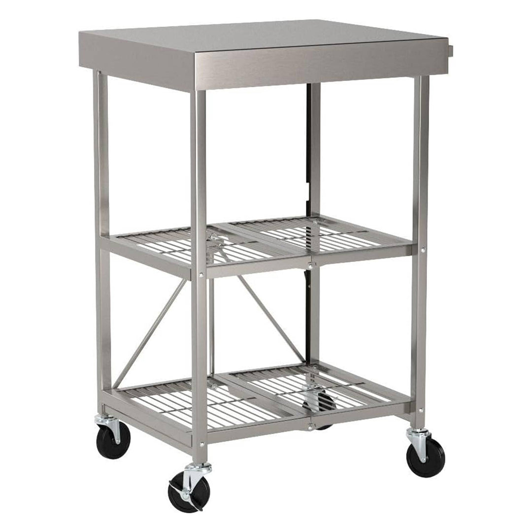 Origami RBT Fully Stainless Steel Foldable Cart w/ Wheels, Silver(Open Box)