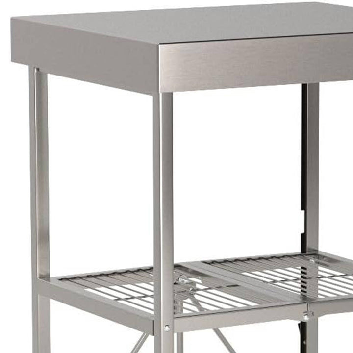 Origami RBT Fully Stainless Steel Foldable Cart w/ Wheels, Silver(Open Box)
