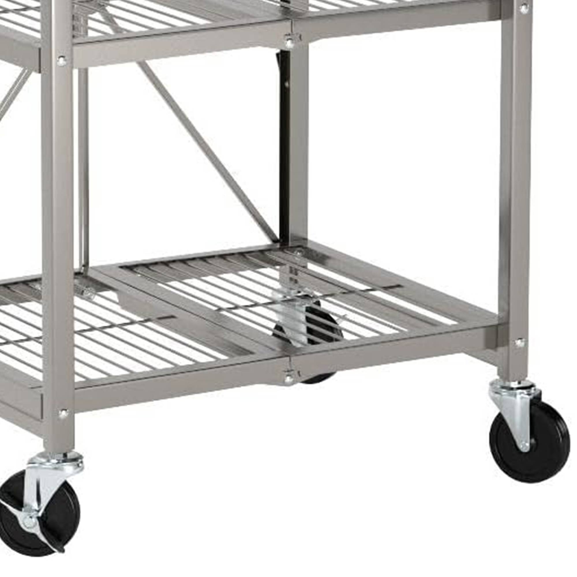 Origami RBT Fully Stainless Steel Foldable Kitchen Cart with Wheels, Silver - VMInnovations
