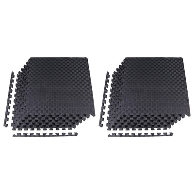 BalanceFrom Fitness Foam Interlocking Exercise Floor Mat, 24 SqFt, Black 2 Pack - VMInnovations