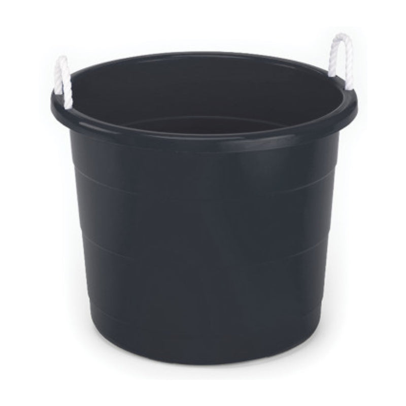 Homz 17 Gal Plastic Open Storage Round Utility Tub with Handles, Black (3 Pack)