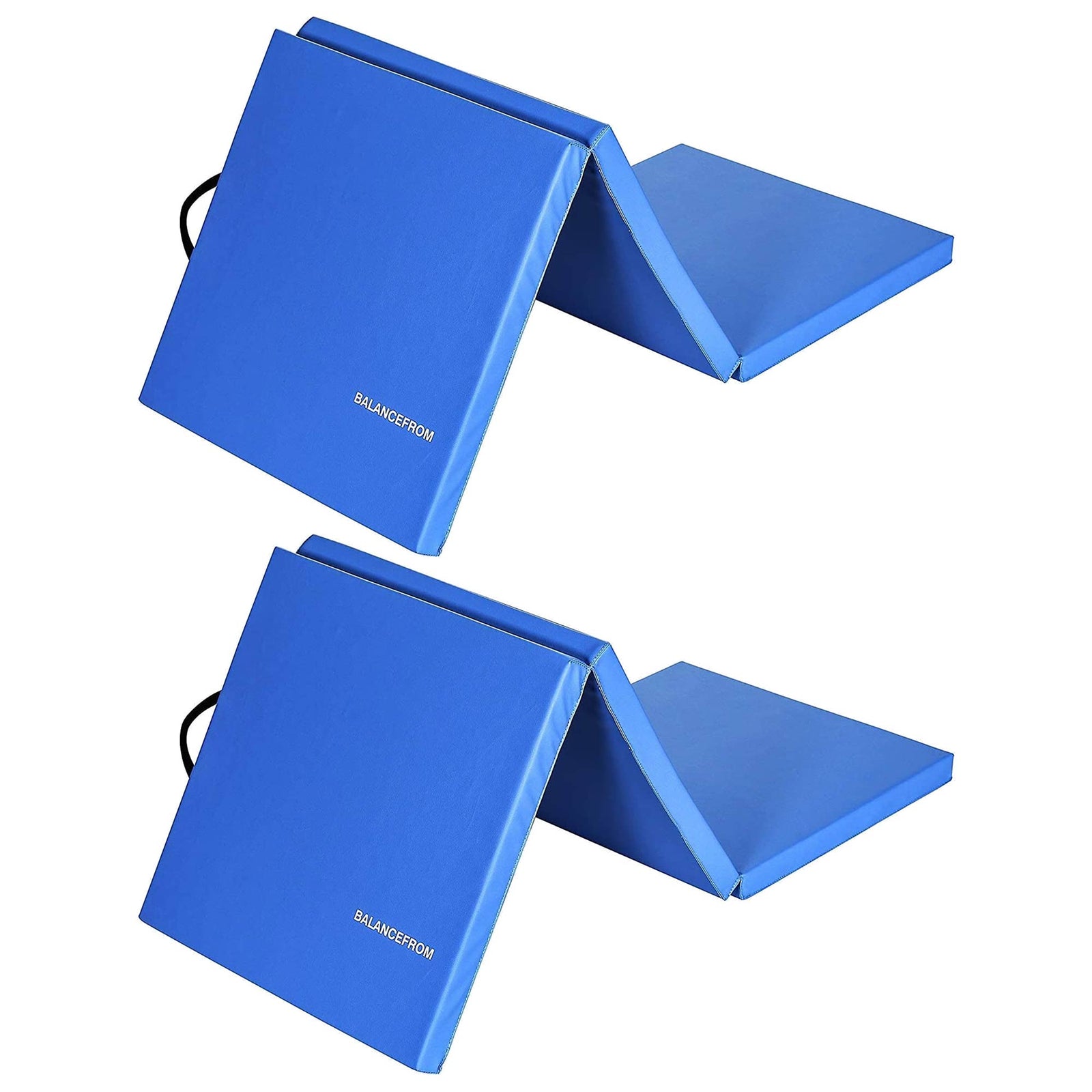 BalanceFrom Fitness GoGym 6x2ft Folding Exercise Mat with Handles, Blue (2 Pack) - VMInnovations