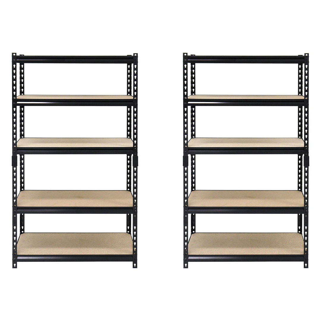 Juggernaut Storage 36" x 72" 5 Shelf Steel Utility Shelving Storage Unit, Black (2 Pack)