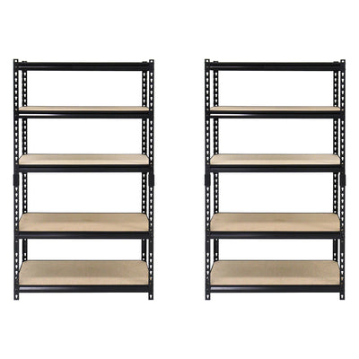 Juggernaut Storage 36" x 72" 5 Shelf Steel Utility Shelving Storage Unit, Black (2 Pack) - VMInnovations