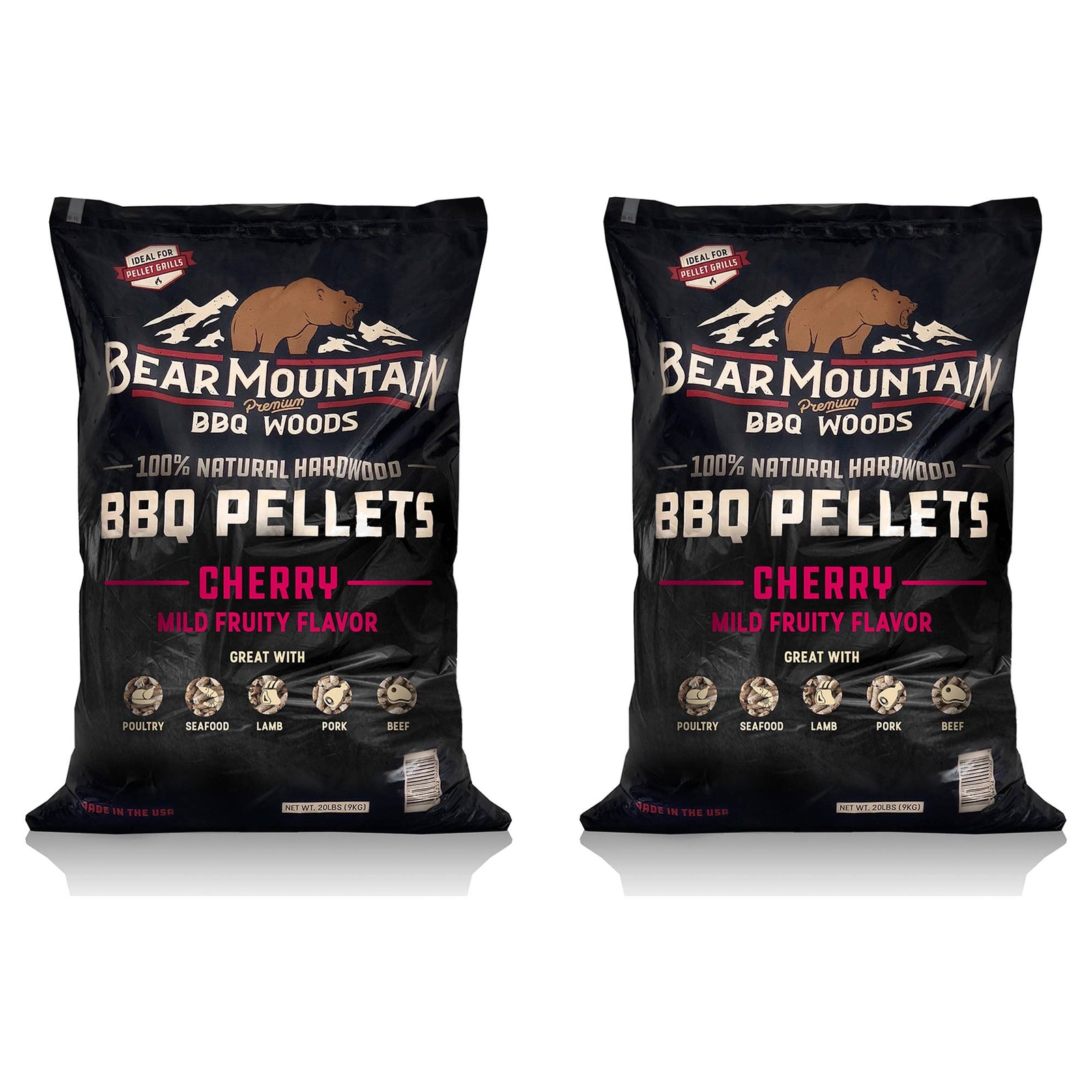 Bear Mountain BBQ All Natural Hardwood Cherry Smoker Pellets, 40 Pounds (2 Pack) - VMInnovations