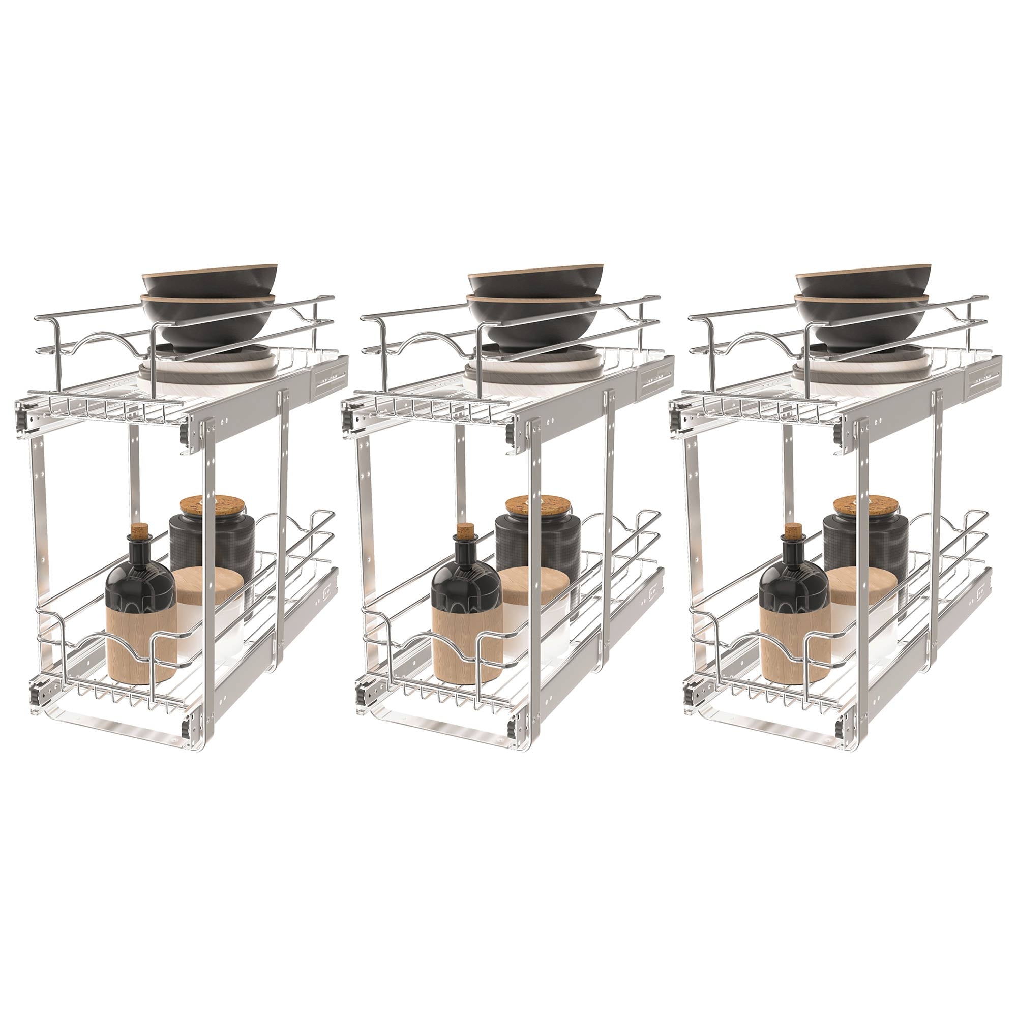 Rev-A-Shelf Cabinet Pull Out Shelf Organizer, 9 x 22 In, 5WB2-0922CR-1, 3-Pack
