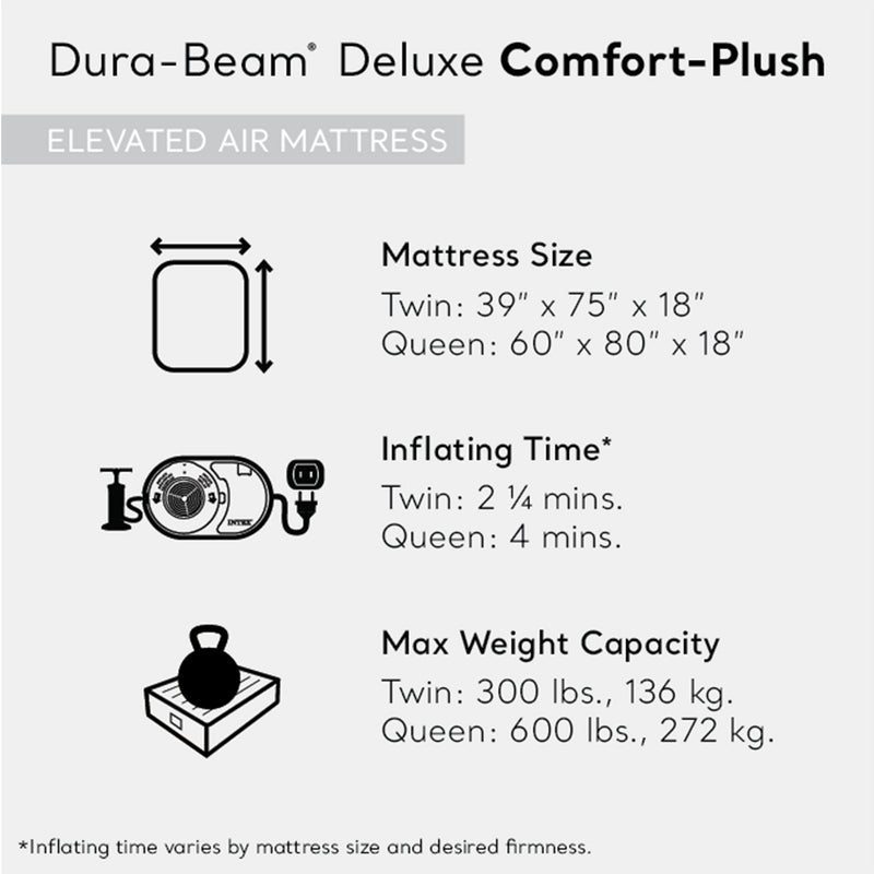 Intex Dura Beam Comfort Plus Airbed Mattress w/ Built-In Pump, Twin Size, 4 Pack