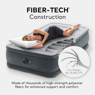 Intex Dura Beam Comfort Plus Airbed Mattress w/ Built-In Pump, Twin Size, 4 Pack - VMInnovations