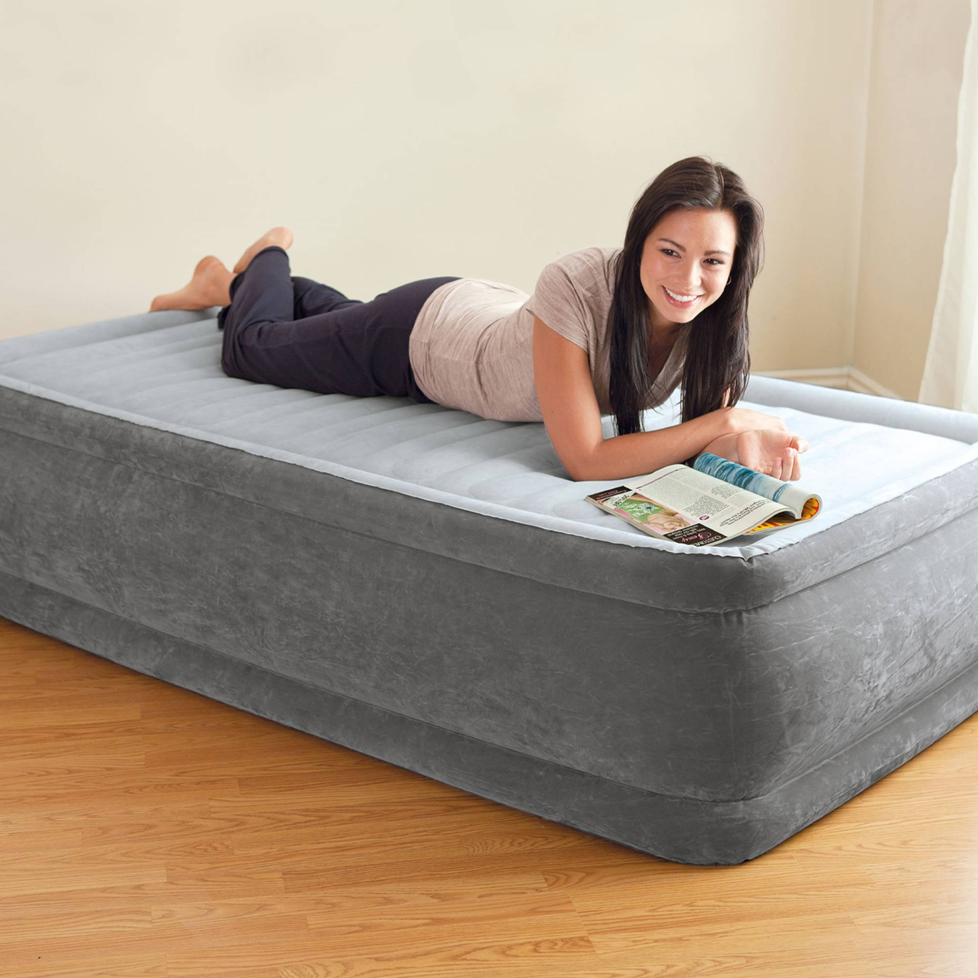 Intex Dura Beam Comfort Plus Airbed Mattress w/ Built-In Pump, Twin Size, 4 Pack - VMInnovations
