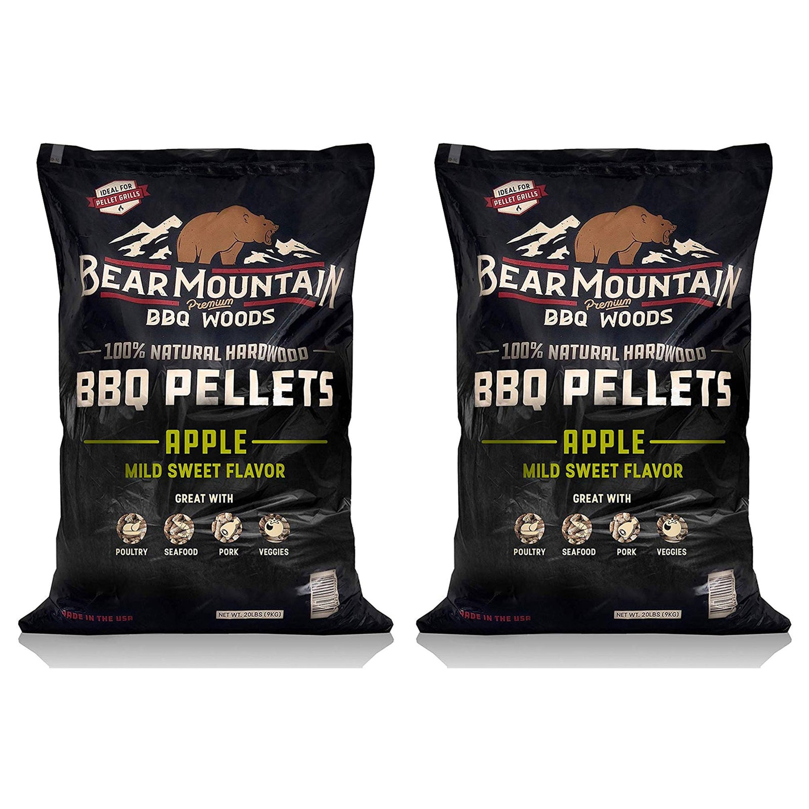 Bear Mountain BBQ All Natural Hardwood Apple Smoker Pellets, 40 Pounds (2 Pack) - VMInnovations