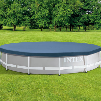 Intex 15 Foot Round Easy Set Outdoor Backyard Swimming Pool Cover, Gray (4 Pack)