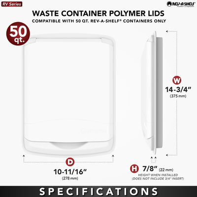 Rev-A-Shelf 50 Qt Trash Can Replacement Lid, (Lid Only) RV-50-LID-1-40, 2 Pack