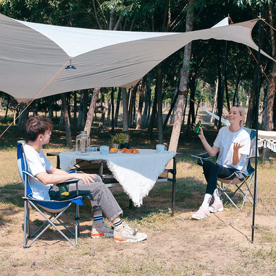 KingCamp Lightweight Folding Outdoor Camping Lounge Chair, Blue/Grey (2 Pack) - VMInnovations