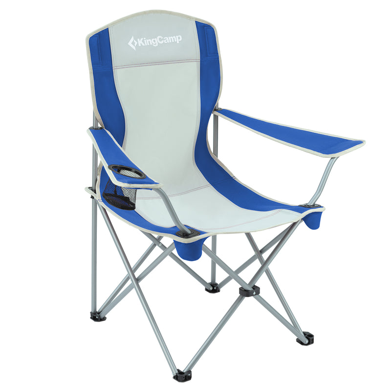 KingCamp Lightweight Folding Outdoor Camping Lounge Chair, Blue/Grey (2 Pack)