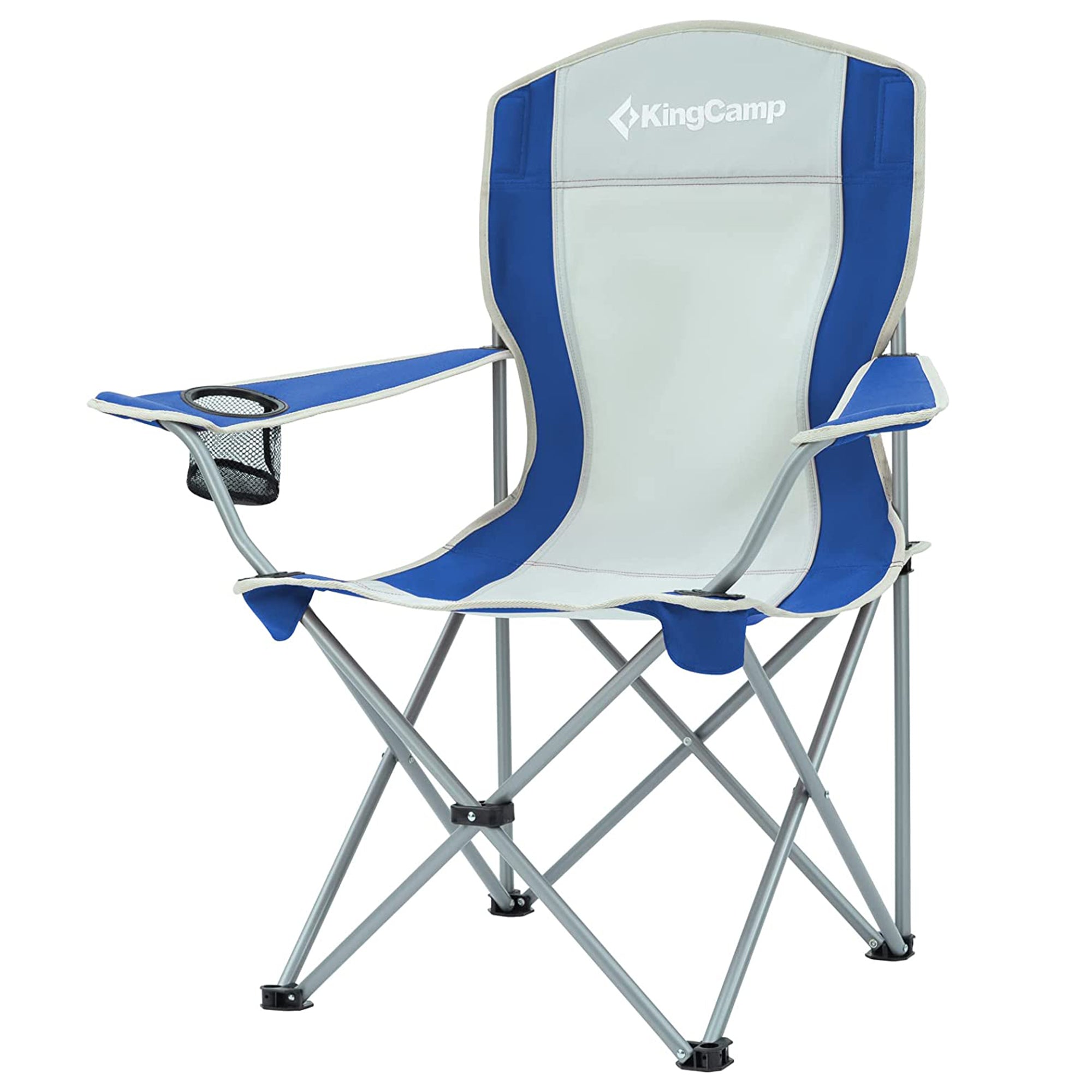 KingCamp Lightweight Folding Outdoor Camping Lounge Chair, Blue/Grey (2 Pack) - VMInnovations