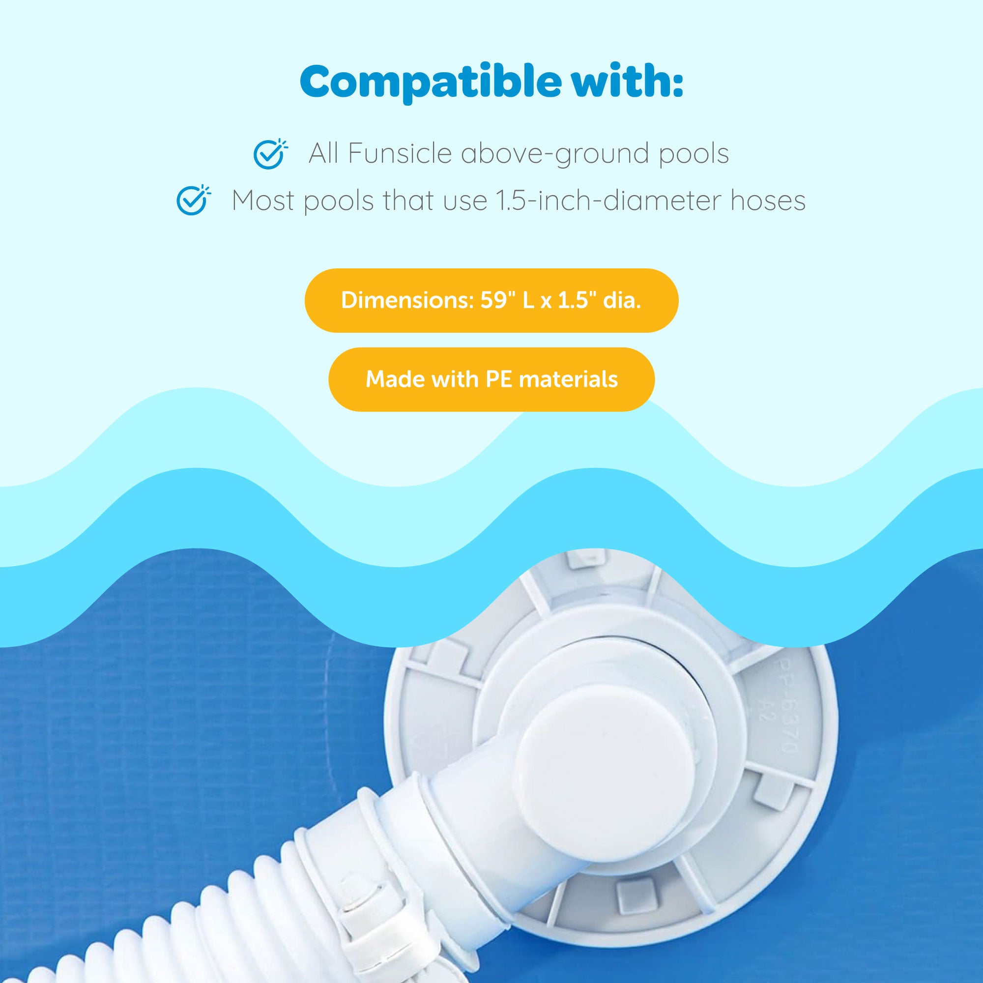 Funsicle 59"x1.5" Universal Replacement Hose Kit for Above Ground Pools (2 Pack) - VMInnovations