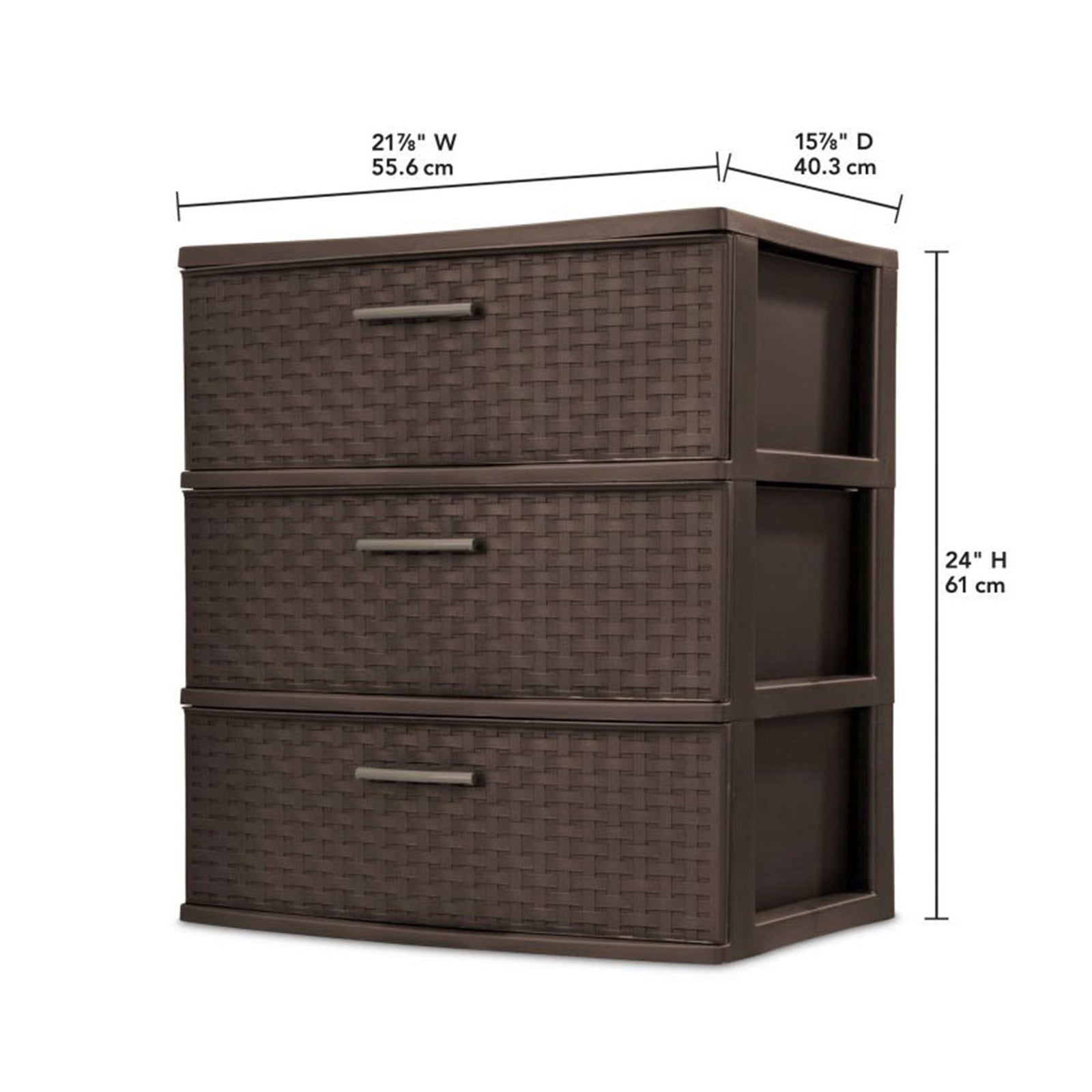 Sterilite 3 Drawer Wide Weave Storage Tower Plastic Organizer Drawers (2 Pack) - VMInnovations