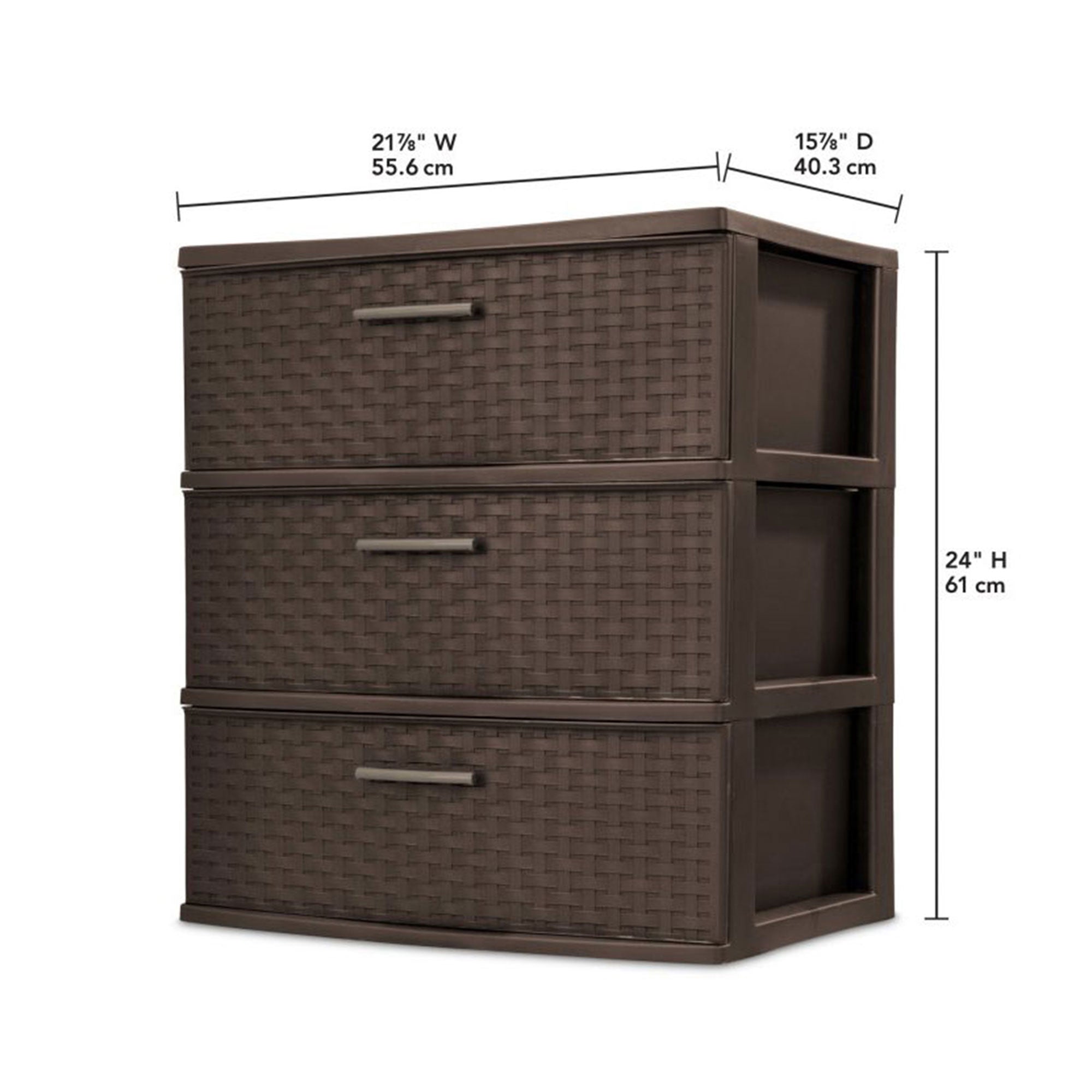Sterilite 3 Drawer Wide Weave Storage Tower Plastic Organizer Drawers (2 Pack) - VMInnovations