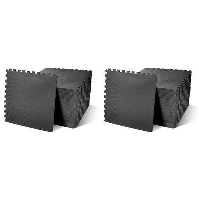 BalanceFrom Fitness 144 Square Foot EVA Foam Exercise Mat Tiles, Black (2 Pack)