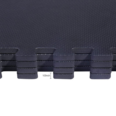 BalanceFrom Fitness 144 Square Foot EVA Foam Exercise Mat Tiles, Black (2 Pack) - VMInnovations