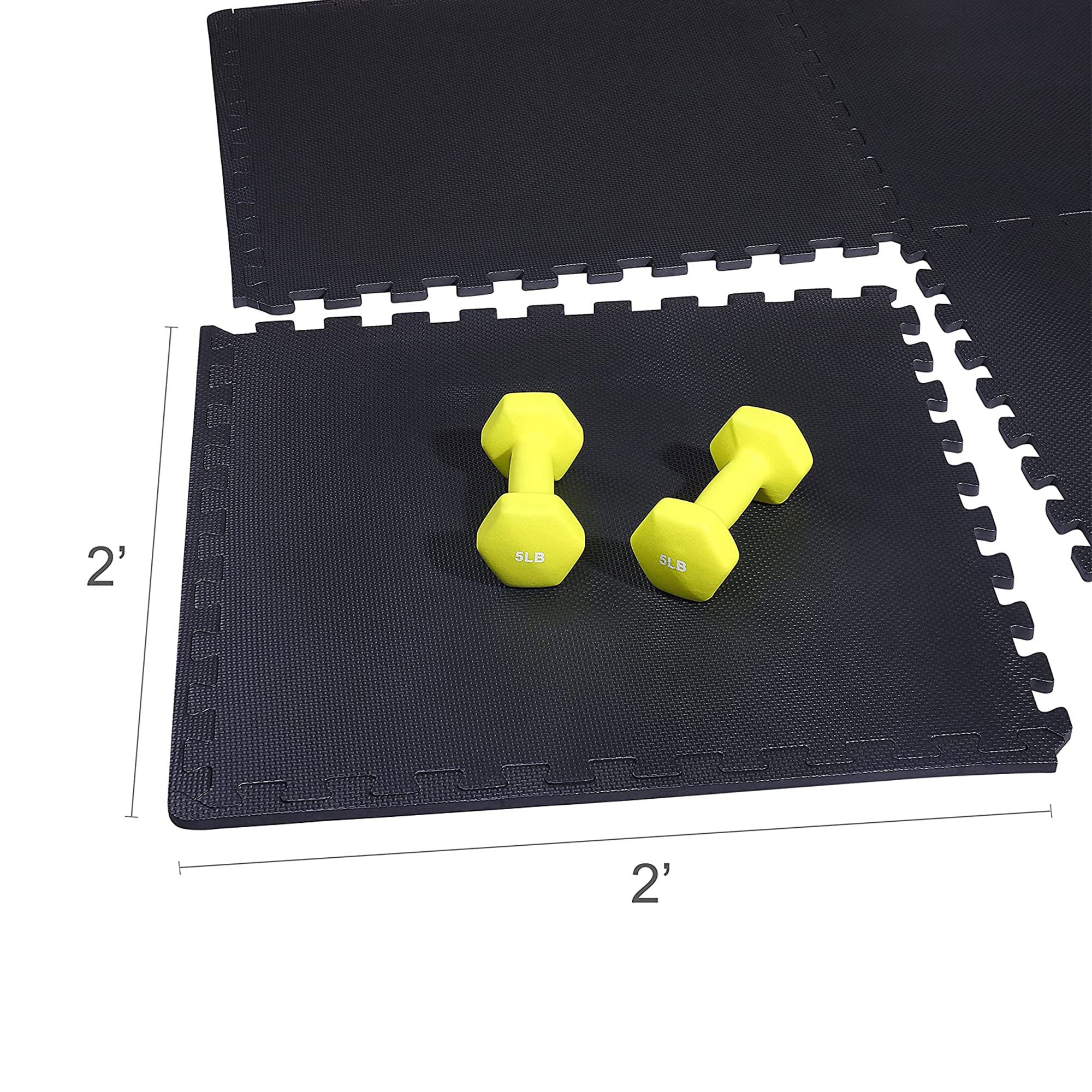 BalanceFrom Fitness 144 Square Foot EVA Foam Exercise Mat Tiles, Black (2 Pack) - VMInnovations