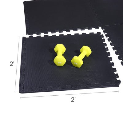 BalanceFrom Fitness 144 Square Foot EVA Foam Exercise Mat Tiles, Black (2 Pack) - VMInnovations