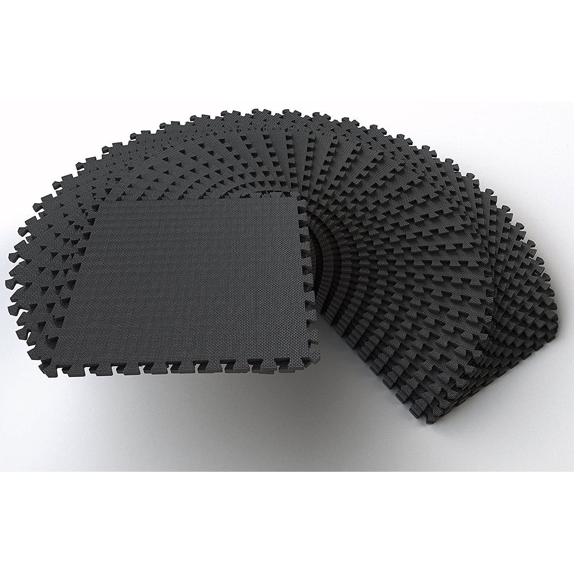 BalanceFrom Fitness 144 Square Foot EVA Foam Exercise Mat Tiles, Black (2 Pack) - VMInnovations