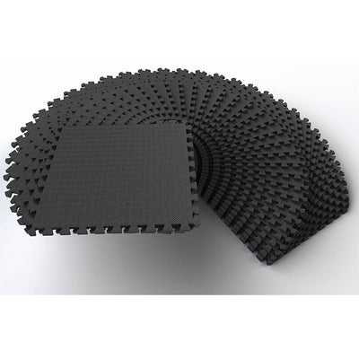 BalanceFrom Fitness 144 Square Foot EVA Foam Exercise Mat Tiles, Black (2 Pack) - VMInnovations
