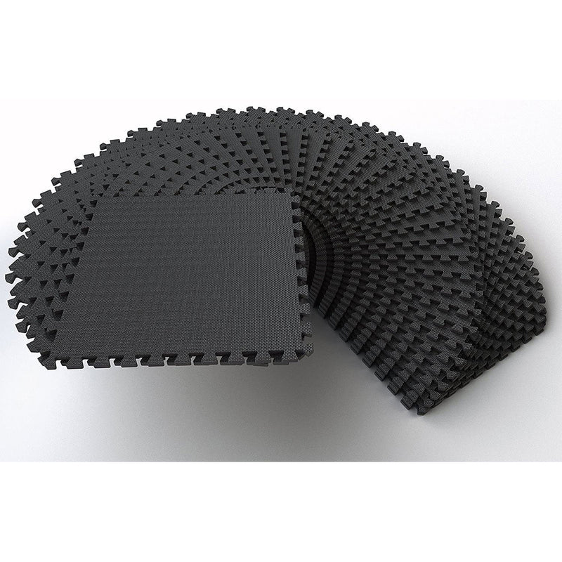 BalanceFrom Fitness 144 Square Foot EVA Foam Exercise Mat Tiles, Black (2 Pack)