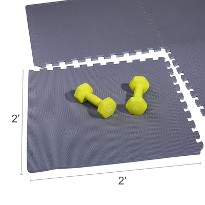 BalanceFrom Fitness 144 Sq Ft Interlocking Exercise Mat Tiles, Gray (2 Pack) - VMInnovations