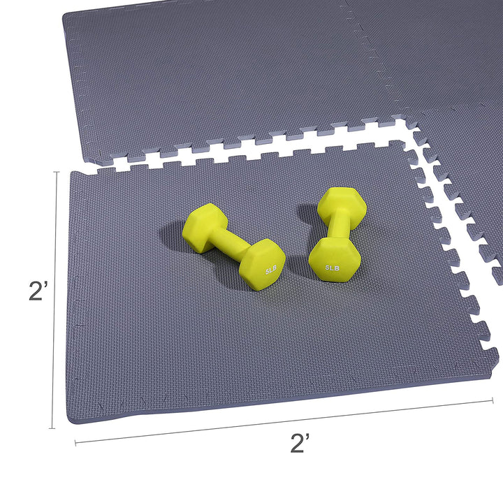 BalanceFrom Fitness 144 Sq Ft Interlocking Exercise Mat Tiles, Gray (2 Pack)
