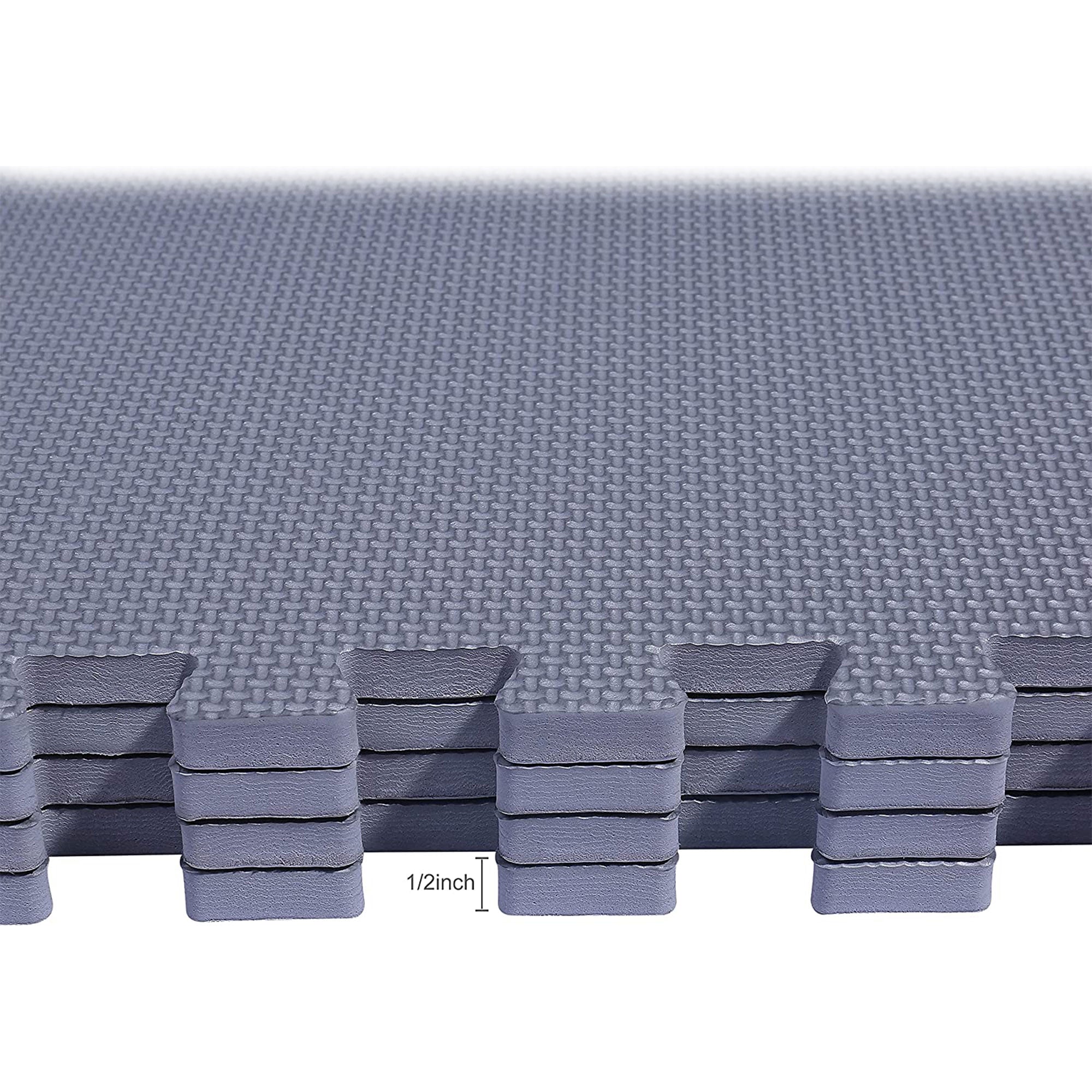 BalanceFrom Fitness 144 Sq Ft Interlocking Exercise Mat Tiles, Gray (2 Pack) - VMInnovations