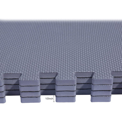 BalanceFrom Fitness 144 Sq Ft Interlocking Exercise Mat Tiles, Gray (2 Pack) - VMInnovations