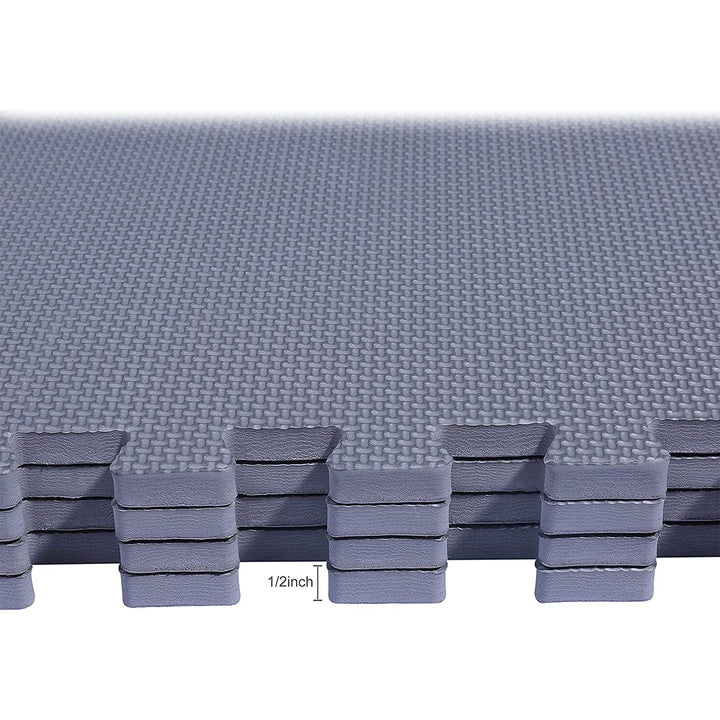 BalanceFrom Fitness 144 Sq Ft Interlocking Exercise Mat Tiles, Gray (2 Pack)