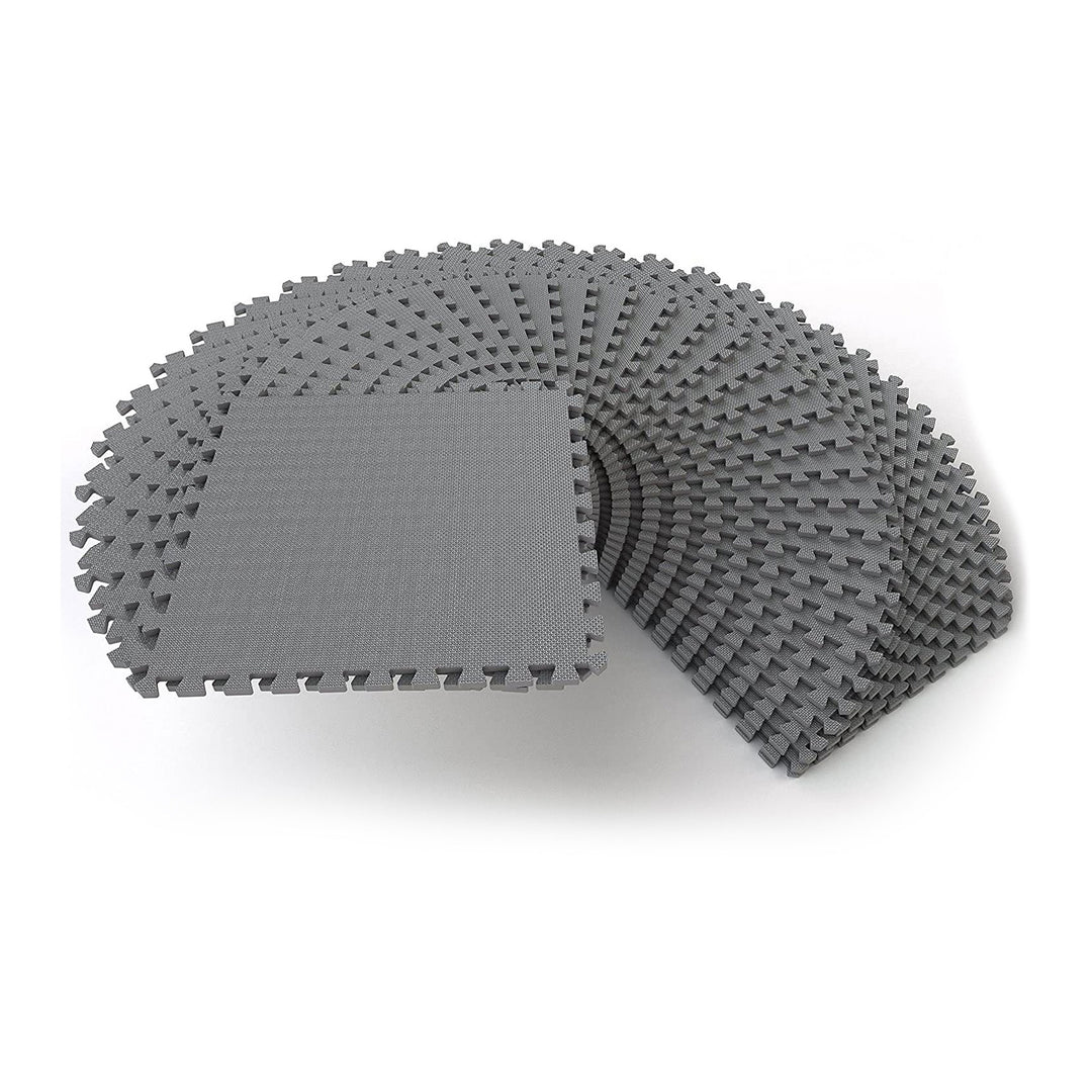 BalanceFrom Fitness 144 Sq Ft Interlocking Exercise Mat Tiles, Gray (2 Pack)